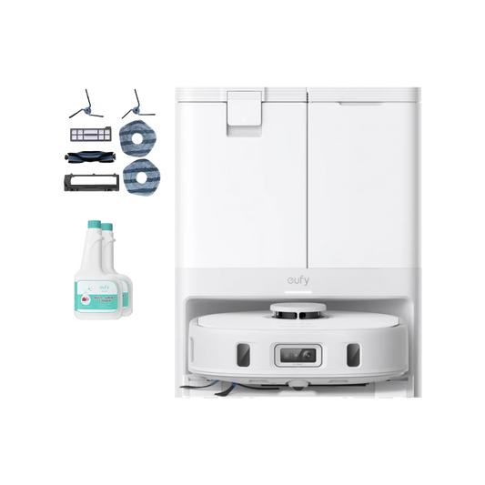 eufy X10 Pro Omni White + Replacement Parts Kit + Floor Cleaning Solution